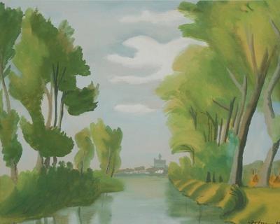 Pejzaż z rzeką, 1949