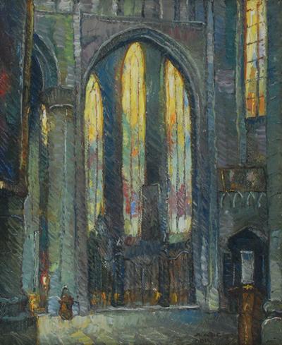 Wnętrze kościoła św. Michała i św. Guduli w Brukseli, 1934