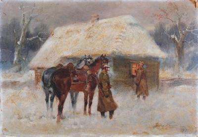 Żołnierze przed domem, 1951