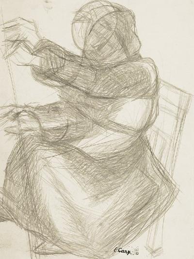 Szkic siedzącej postaci
