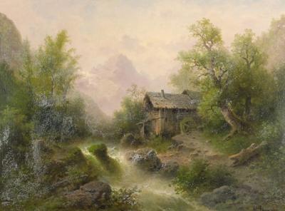 Pejzaż górski z młynem, 1877