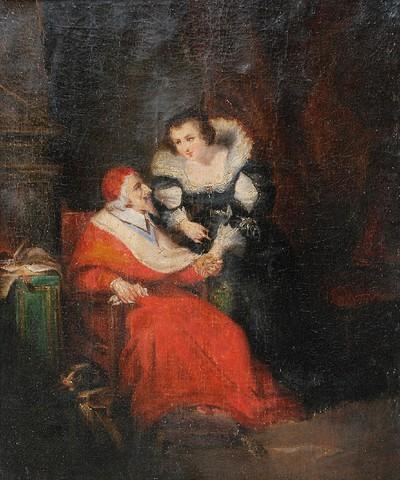 Scena dworska - Maria Kazimiera d’Arquien z ojcem, kardynałem Henrykiem Albertem de la Grange d’Arquien