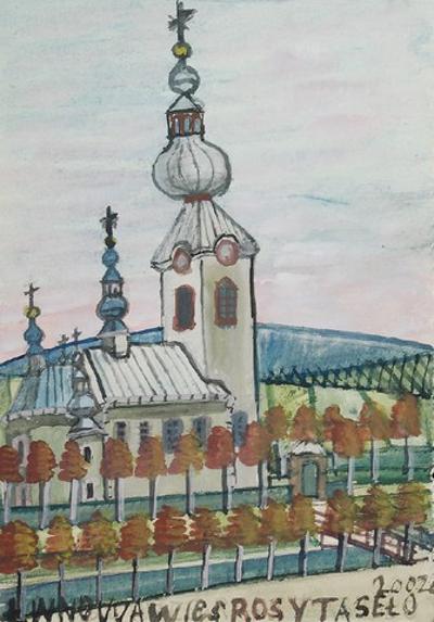 Kościółek z szarą fasadą