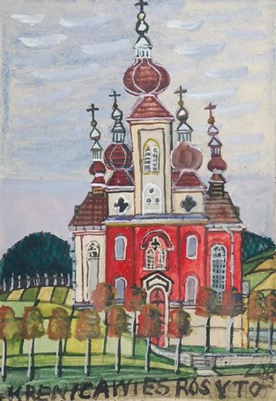 Kościół z czerwoną fasadą