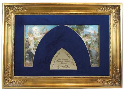 Panneau dekoracyjne do Filharmonii Narodowej w Warszawie: Musica Sacra i Musica Profana - studia kolorystyczne, 1901
