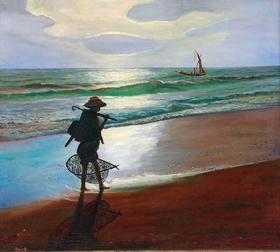 Rybak na brzegu morza, 1947