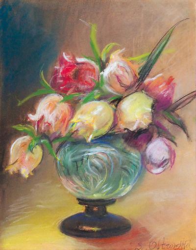 Tulipany w szklanym wazonie