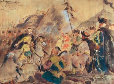 Jan III Sobieski na przeglądzie pułków kozackich, 1924