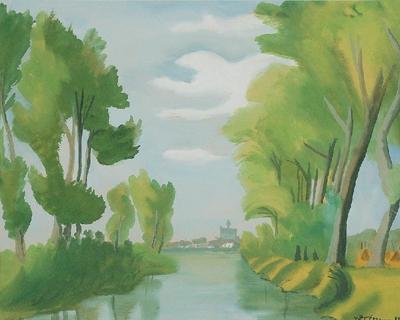 Pejzaż z rzeką, 1949