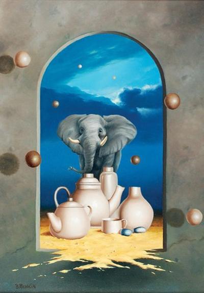 Słoń w składzie porcelany