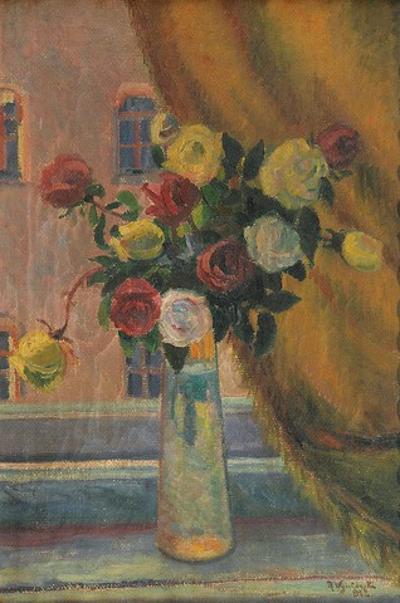 Róże szklanym wazonie, 1912