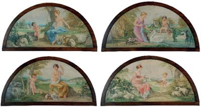 Zestaw 4 malowideł dekoracyjnych z historią Amora, 1915