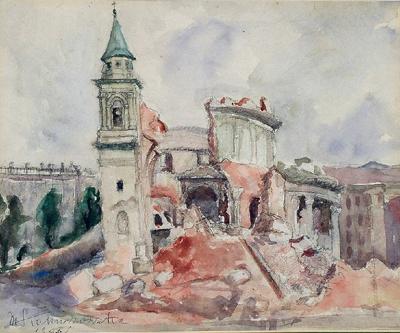 Ruiny kościoła Św. Aleksandra w Warszawie, 1945