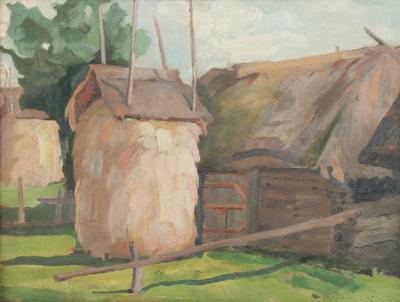 Kopy przed stodołą, 1935