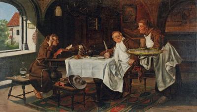 Z nożem na rybę - klasztorna biesiada, 1906