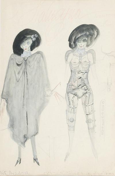 Halucyna - Projekt kostiumu do spektaklu w teatrze Ateneum - Oni, St. I. Witkieiwcz, 1978