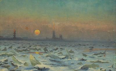 Widok na Twierdzę Pietropawłowską w St Petersburgu zimą, 1897