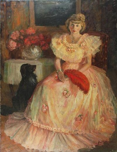 Portret damy w sukni balowej, 1953