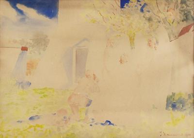 Przed domem - szkic z cyklu „Powrót”, 1900