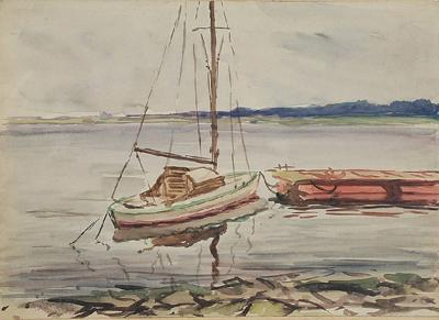 Łódź przy przystani, 1959