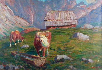 Krowy na hali, 1923