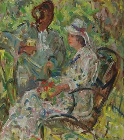 W ogrodzie, przed 1950