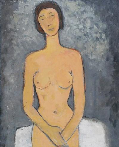 Siedząca - Akt na szarym tle, 1963