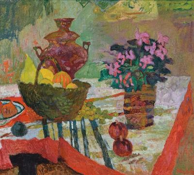 Cyklameny, samowar, kosz z tykwami, 1997