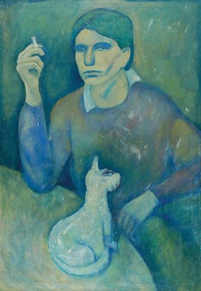 Portret własny artysty z kotem, 1979