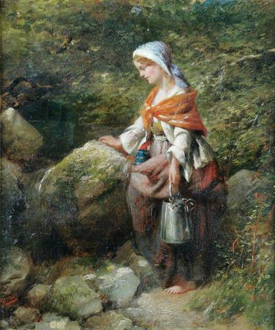 Dziewczyna przy źródle