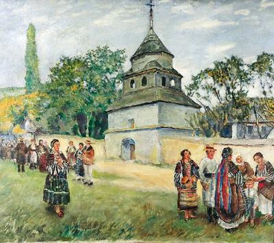Przed kościołem, lata 20. XX w.