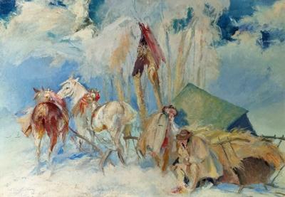 Postój górali przed kapliczką, 1941