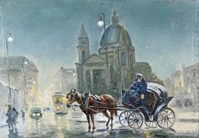 Dorożka na Placu Trzech Krzyży, 1933