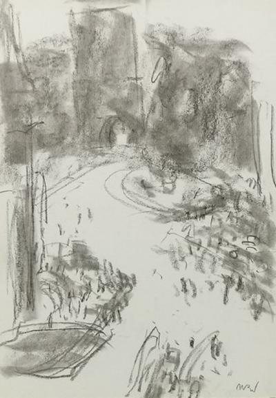 Widok na bramę Floriańską z okna pracowni ASP