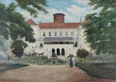 Zamek Arcybiskupów Gnieźnieńskich w Uniejowie od strony ogrodu, 1914