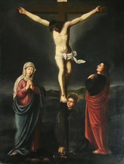 Matka Boża, Maria Magdalena i Jan Chrzciciel pod krzyżem