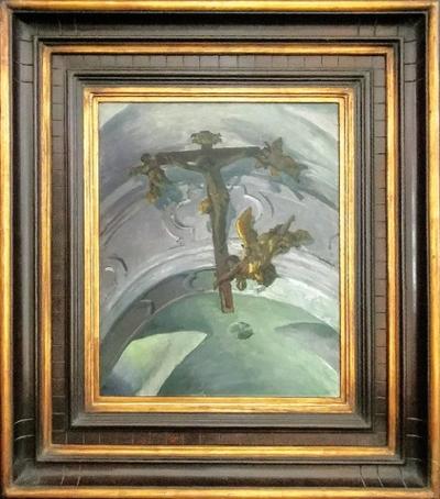 Krzyż pod sklepieniem kościoła w Tyńcu, 1908