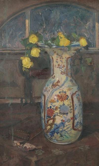 Żółte róże w chińskim wazonie, 1925