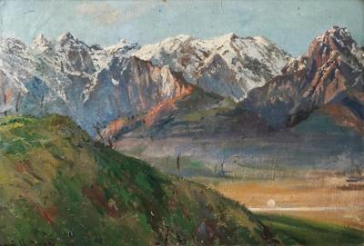 Widok na Tatry z Doliny Białej Wody, 1917