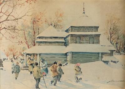 Wyjście z kościoła, ok. 1930