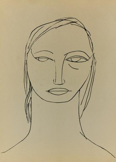 Szkic głowy kobiecej, lata 50./60. XX w.
