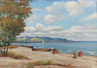 Na plaży [Nad Bałtykiem koło Sopotu]