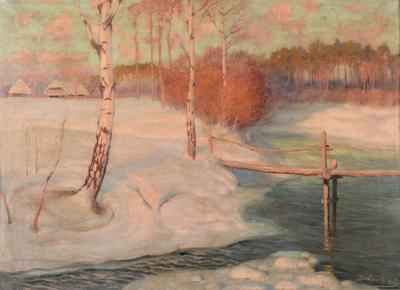 Pejzaż zimowy z rzeką, 1928