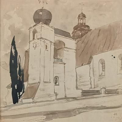 Widok na kościół, 1917