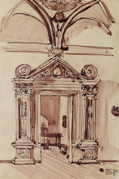 Widok portalu zamku w Brzegu, 1905
