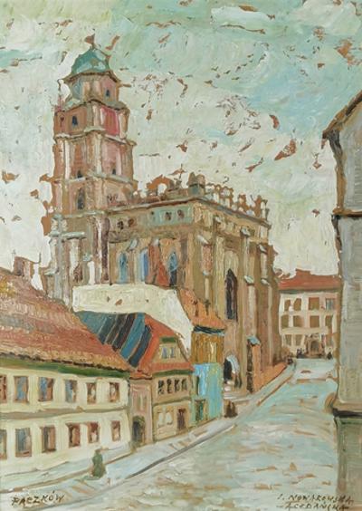 Paczków - Widok z rynku na kościół Św. Jana Ewangelisty