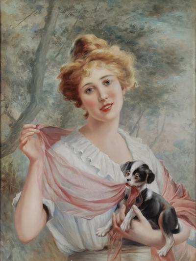 Portret kobiety z pieskiem