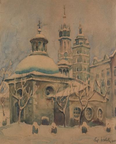 Kościół świętego Wojciecha w Krakowie zimą, 1913