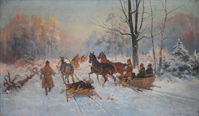Po polowaniu na łosia, ok. 1930