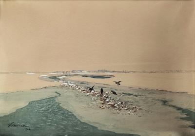 Pejzaż zimowy z rzeką, 1926